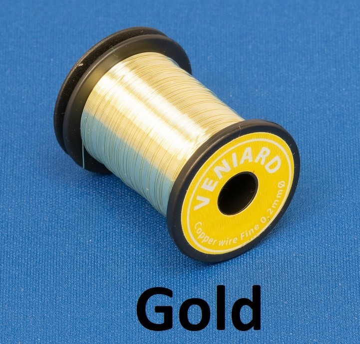 Veniard Coloured Copper Wire Fine 0.2mm Gold Fly Tying Materials